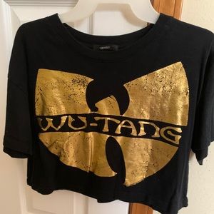 black & gold wutang graphic crop top